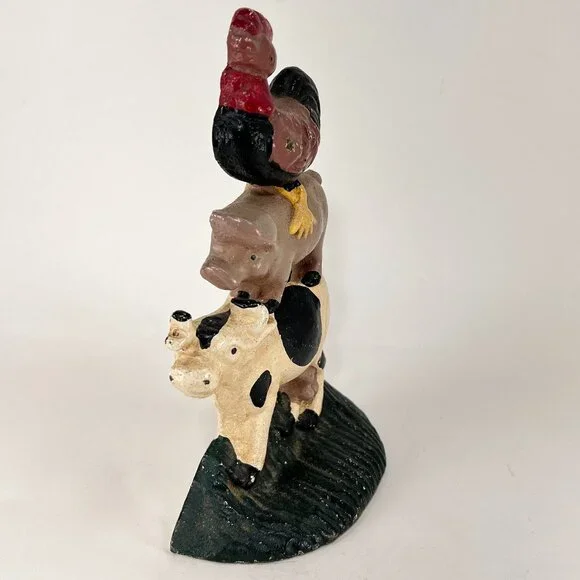 Vintage Farm Animals Cast Iron Door Stop Stacked Country Farmhouse Home Decor - Picture 5 of 9